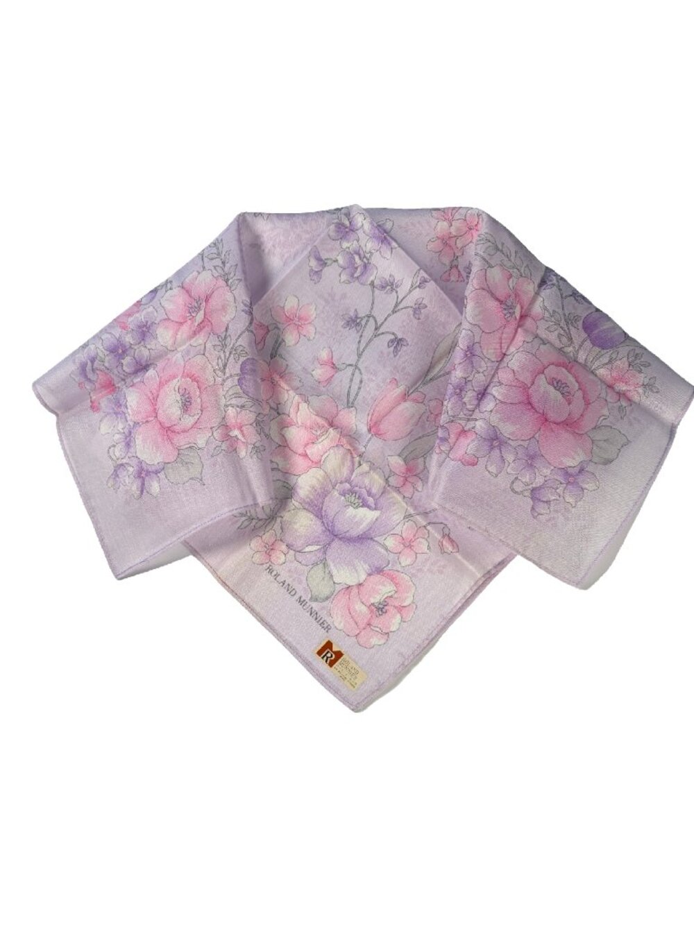 Roland Munnier Floral Cotton Scarf NWT 15.5"